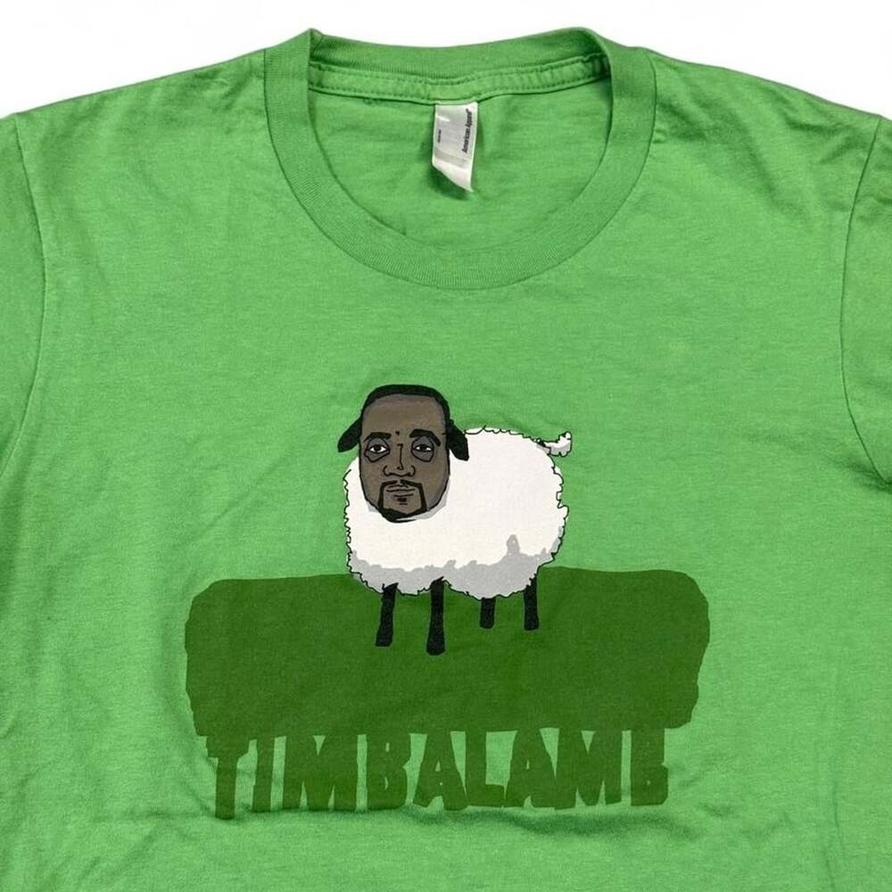 American Apparel Timbalamb Graphic T-Shirt Women's Size S Green Timbaland Parody